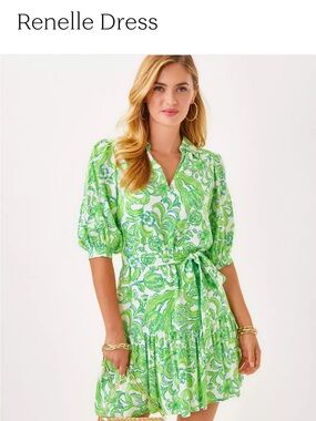Lily Pulitzer Renelle - Green Floral Print size Small
